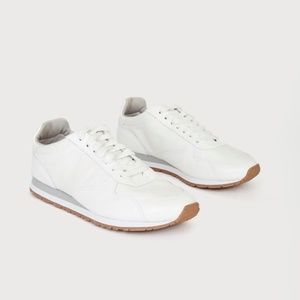 Lulus ~ Eagle Running White Nappa Leather Lace-Up Sneakers ~ White ~ NEW